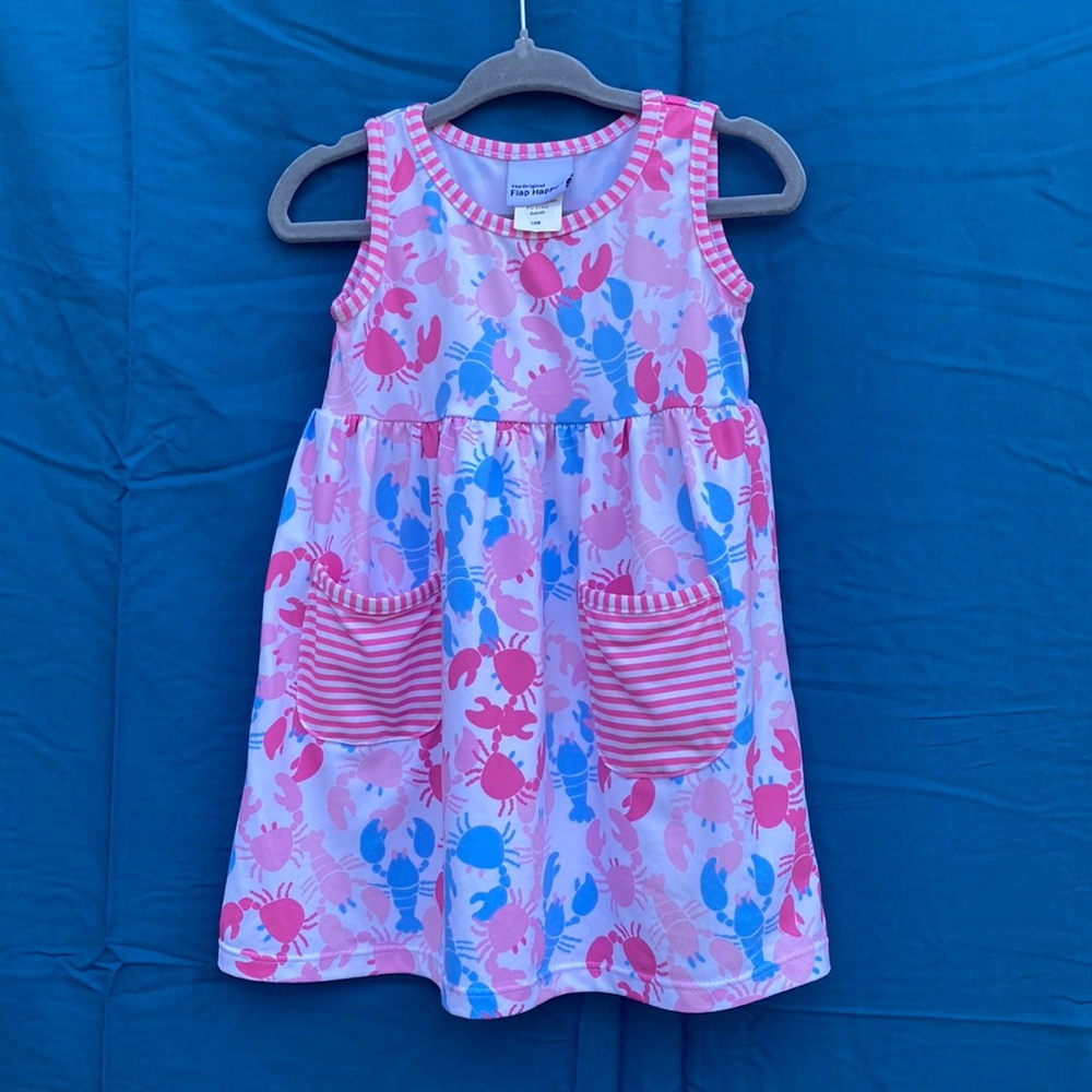 EUC Original Flap Happy UPF 50+ Dahlia sleeveless tee dress size 18 months